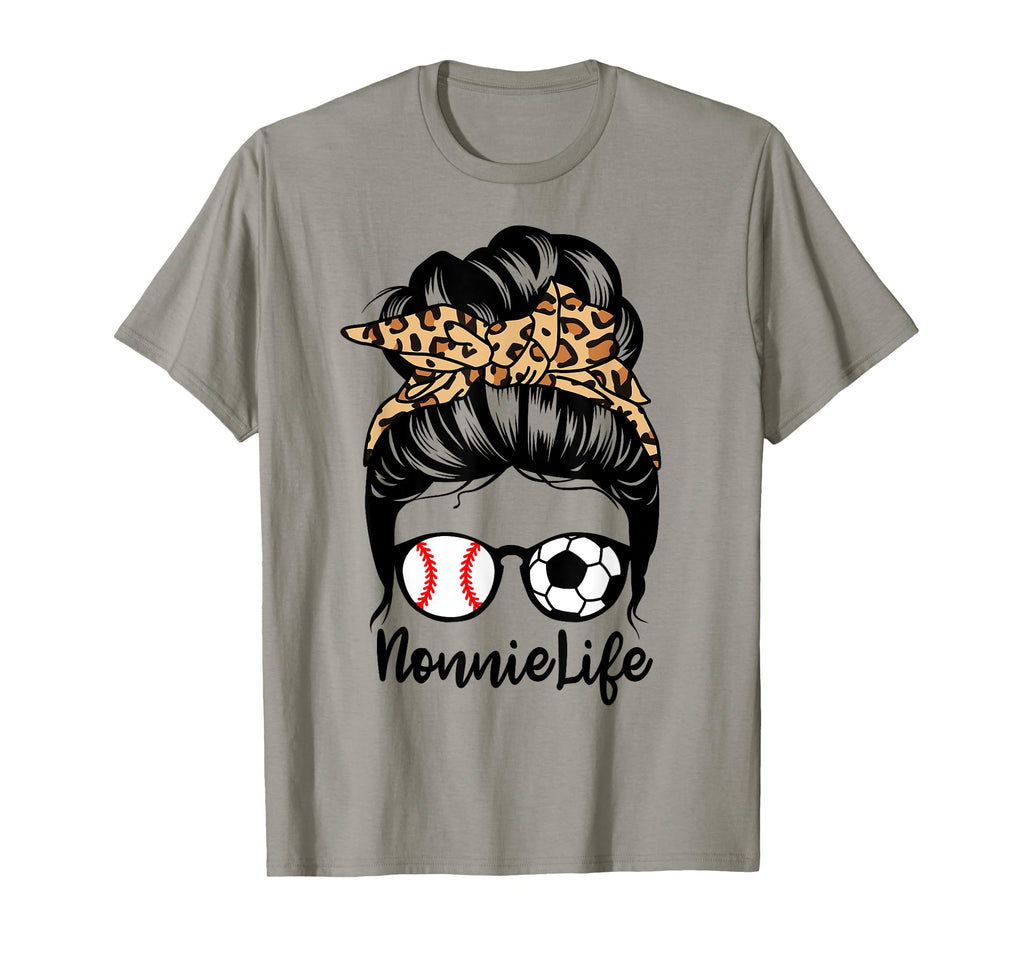 Nonnie Life Messy Bun Hair Funny Soccer T-Shirt - Unique Graphic Men Women