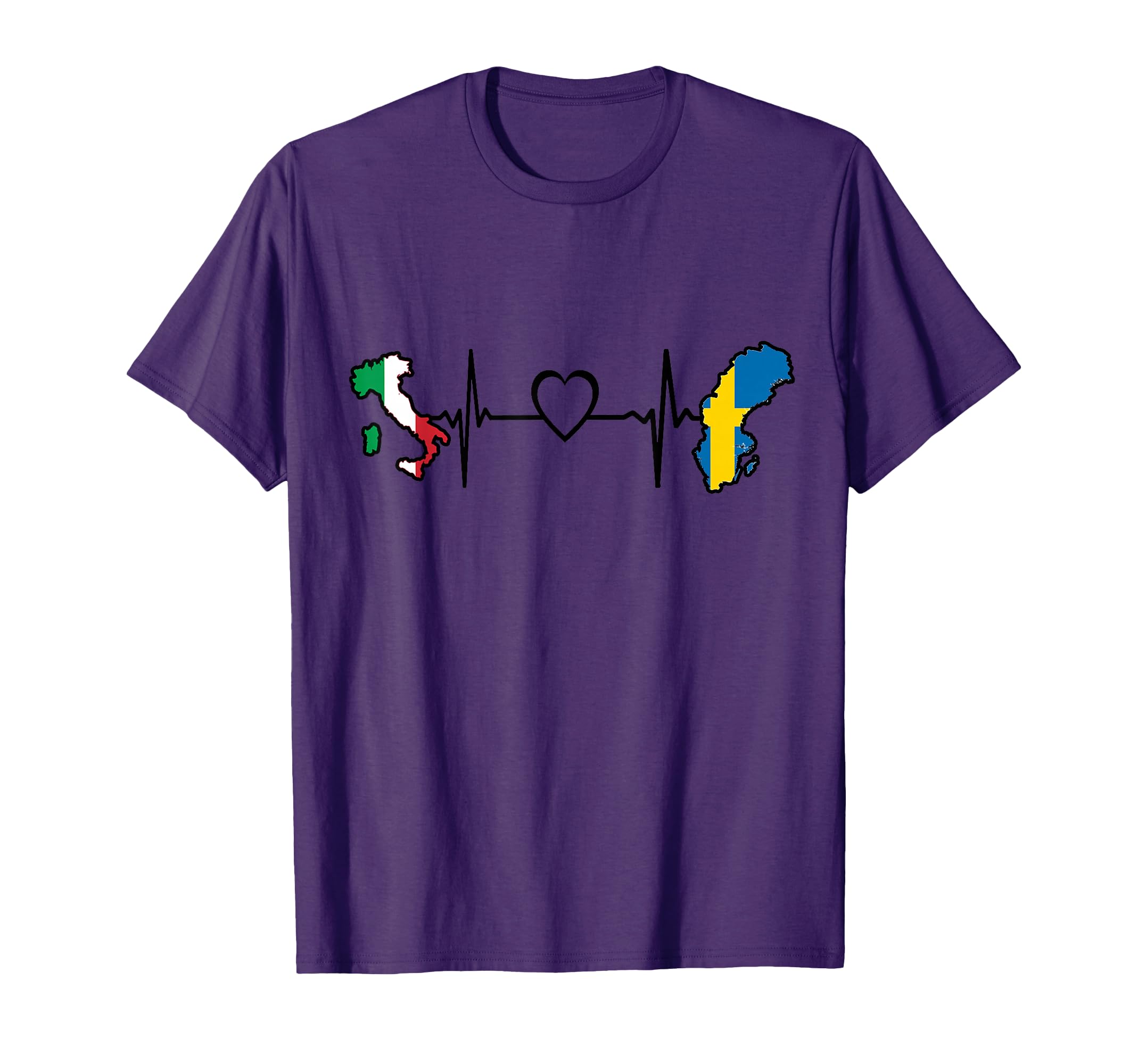 Italian Sweden Flag Swedish Italy Heartbeat T-Shirt - Trendy Graphic Unisex