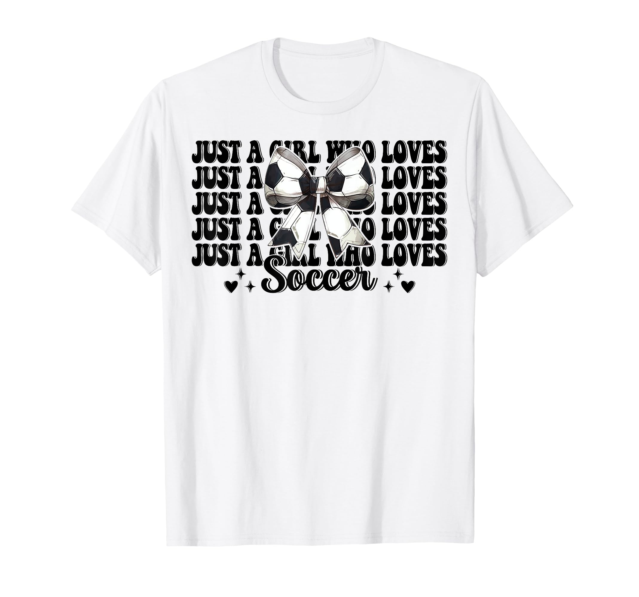 Just Who Loves Soccer Coquette Bow T-Shirt - Minimalist Print Men Women