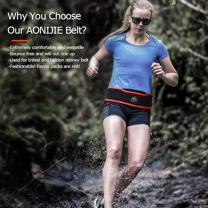 AONIJIE Hydration Belt Running Fanny Pack, with 250ml Soft Water Bottle Flask Phone Holder for Trailing Running Climbing Jogging Cycling Workout Fitness 3 Colors (Black, S/M)