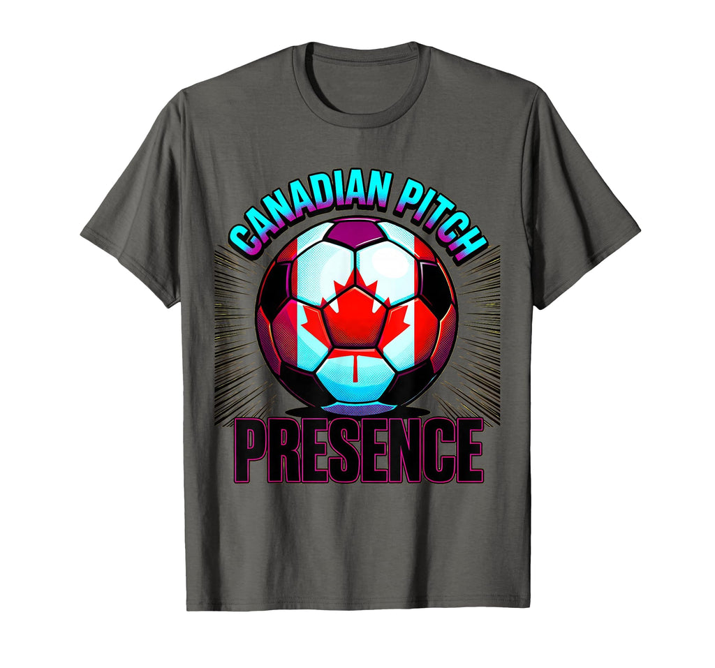 Canadian Pitch Presence Soccer Ball Flag T-Shirt - Graphic Print Unisex