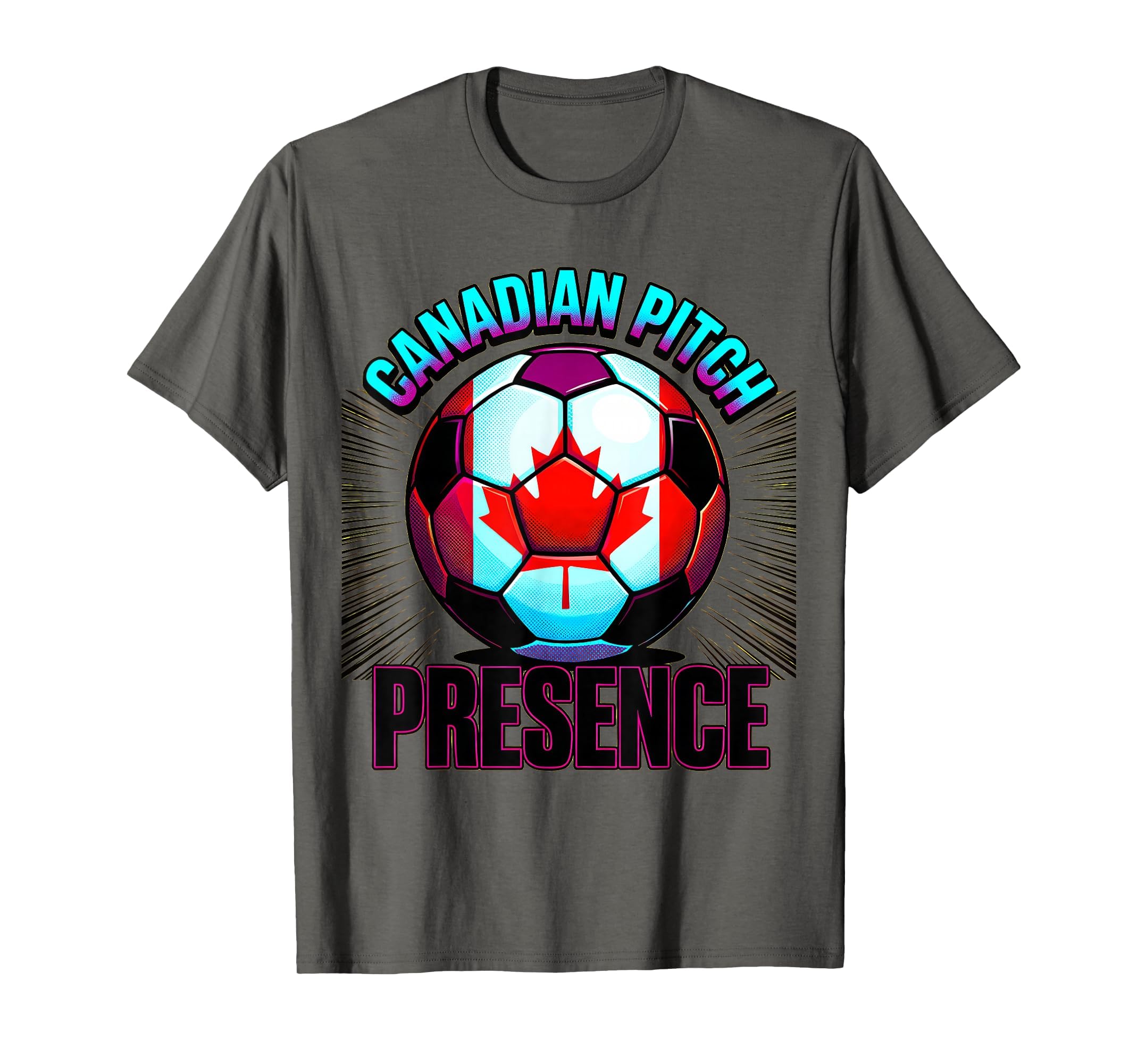 Canadian Pitch Presence Soccer Ball Flag T-Shirt - Graphic Print Unisex
