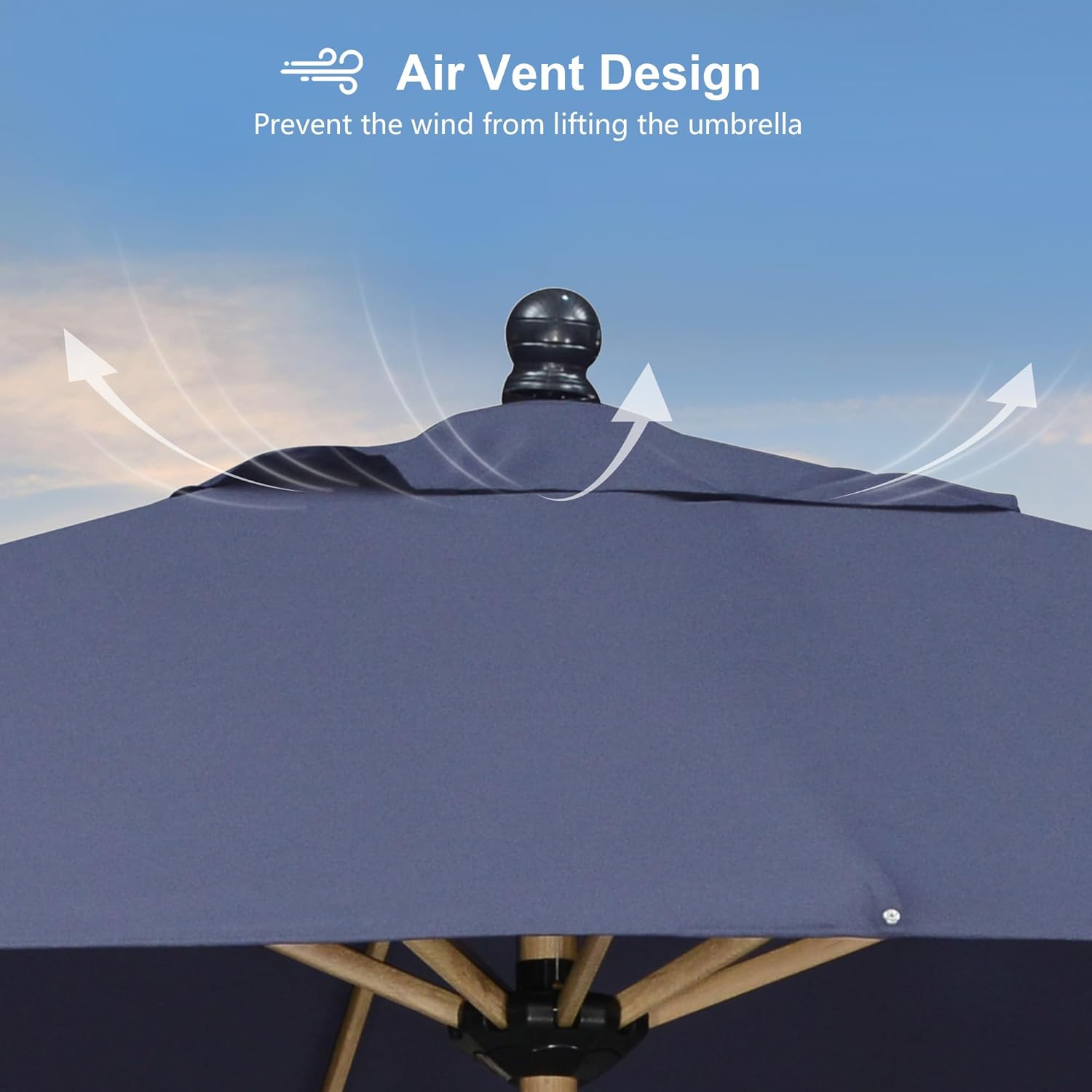 PURPLE LEAF 10' x 10' Square Patio Umbrella with Base Outdoor Umbrella Market Umbrella with Crank & 8 Ribs Aluminum Outdoor Table Umbrella for Pool Deck Backyard, Navy Blue