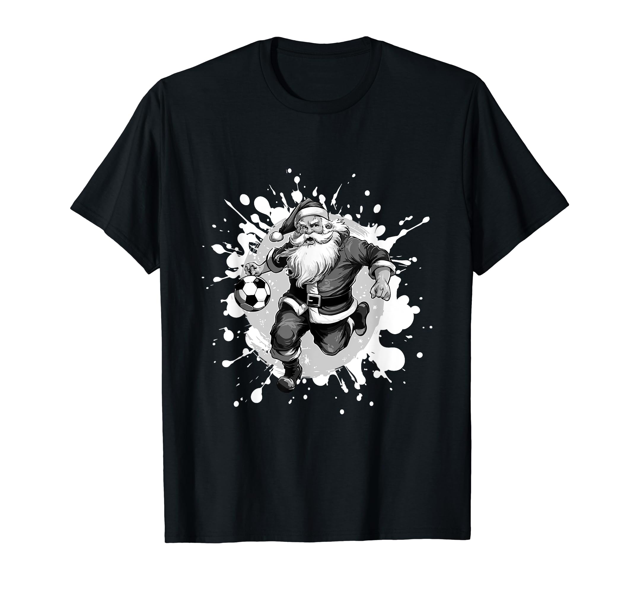 Santa Playing Soccer Funny Chrismtas T-Shirt - Fun Novelty Design Men Women