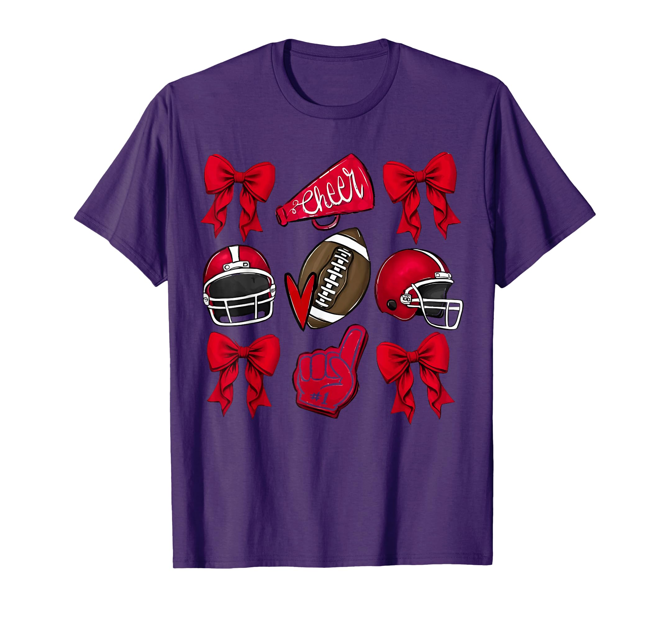 Coquette Game Day Football Mom Red Cheer T-Shirt - Trendy Graphic Unisex