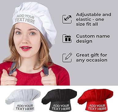 Personalized Black Grill Chef Hat with Custom Name