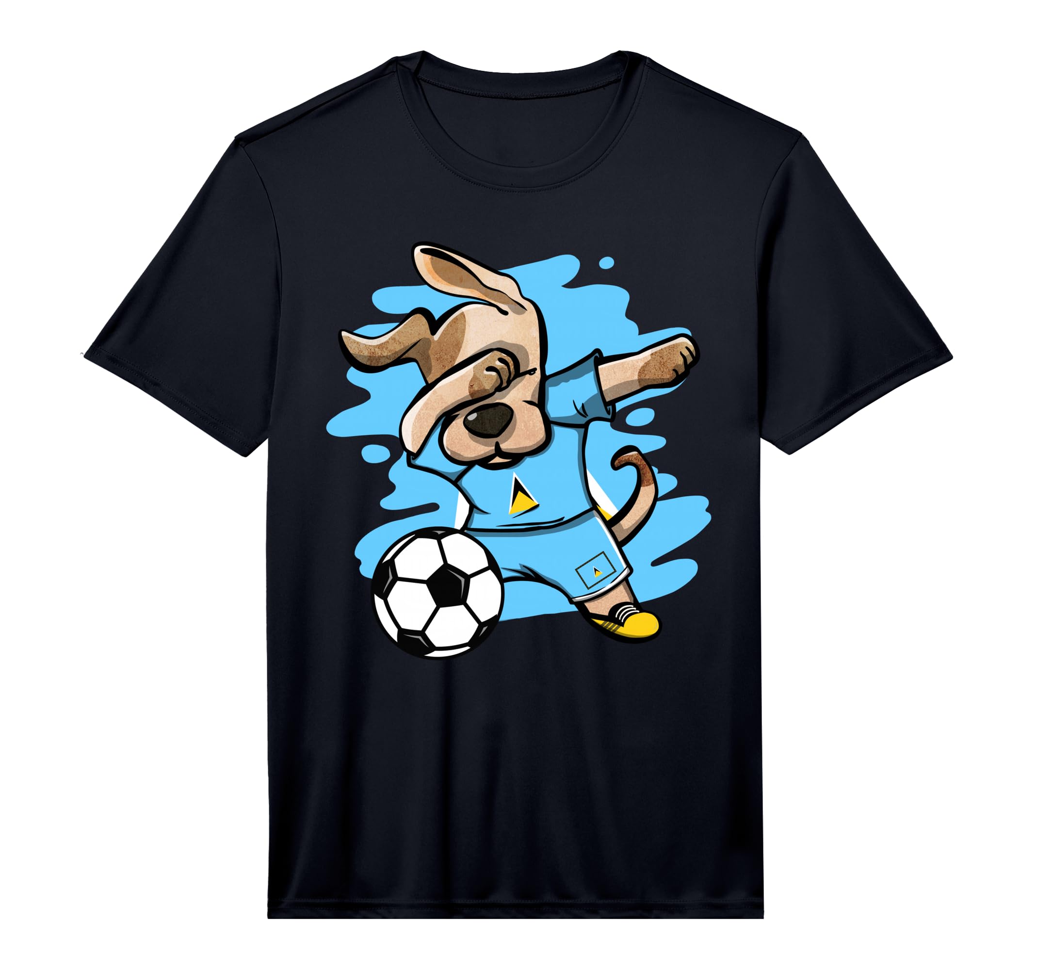 Dabbing Dog Saint Lucia Soccer Fans T-Shirt - Novelty Apparel Men Women