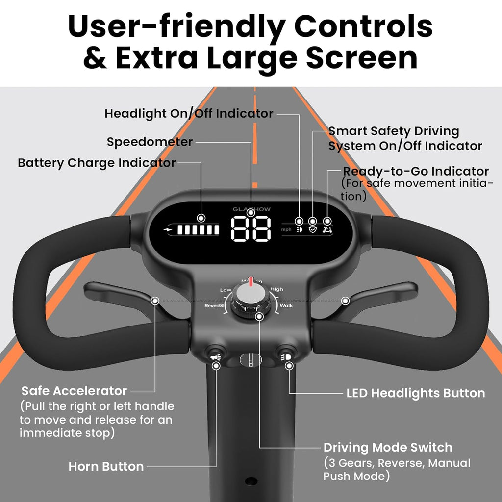 S3 Mobility Scooter for Seniors - Foldable Mobility Scooter for Adults - 25 Miles on 1 Charge, Enhanced Safety, Lightweight for Travel, LED, Basket, 6 MPH Max