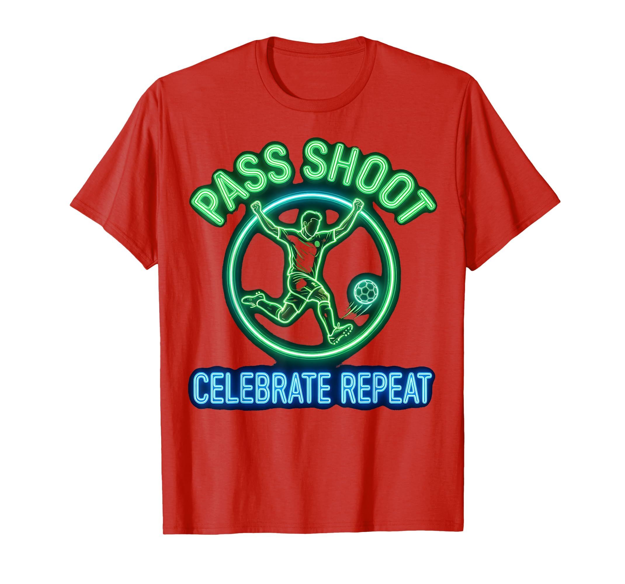 Pass Shoot Celebrate Repeat Soccer T-Shirt - Custom Art Print Unisex