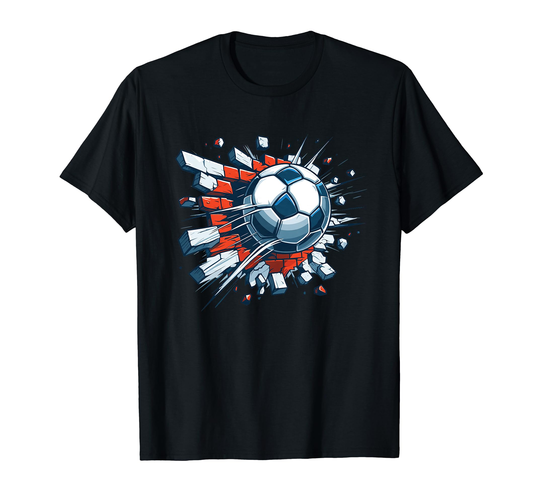 Soccer Ball Break Wall Soccer Sports T-Shirt - Custom Art Print for Adults