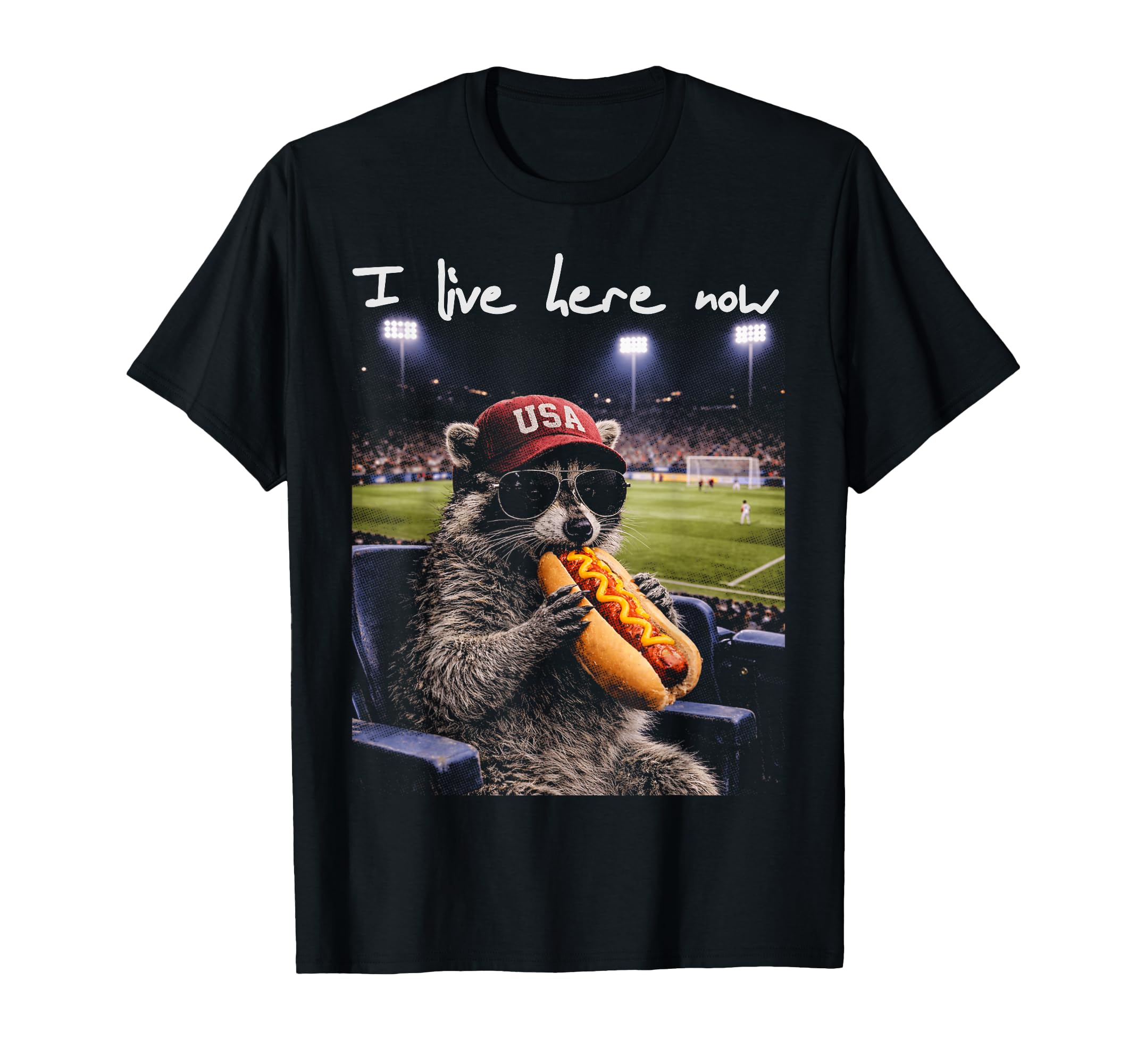 Funny Raccoon Ballfield Hot Dog Soccer T-Shirt - Unique Graphic for Adults