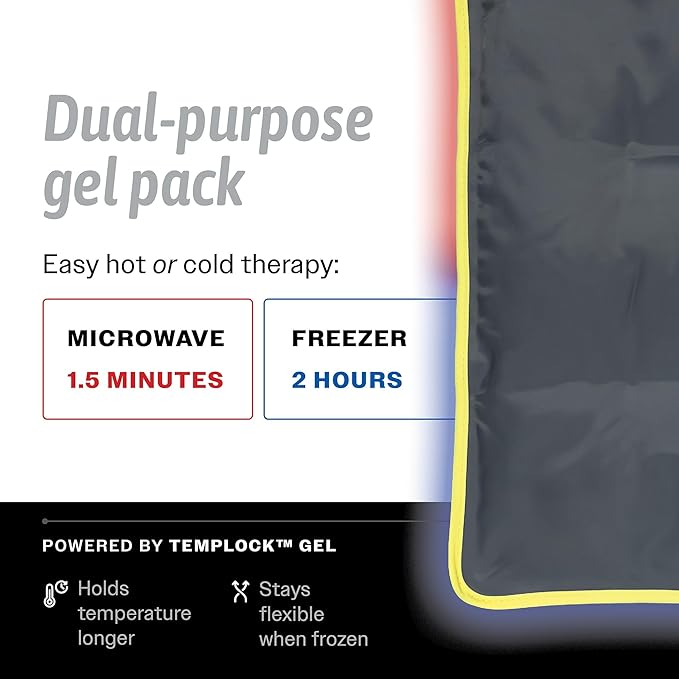Hot & Cold Reusable Gel Packs (Large, 1 Pack) Flexible Soft Compress - Ice & Heat Therapy for Injuries, Back, Shoulder, Hip, Knee, Joint Pain, Swelling, Bruises, Post Surgery - Sport Temp