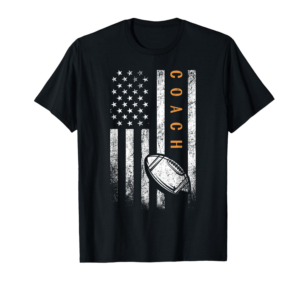 Football Coach American Flag T-Shirt - Casual Everyday Wear for Adults