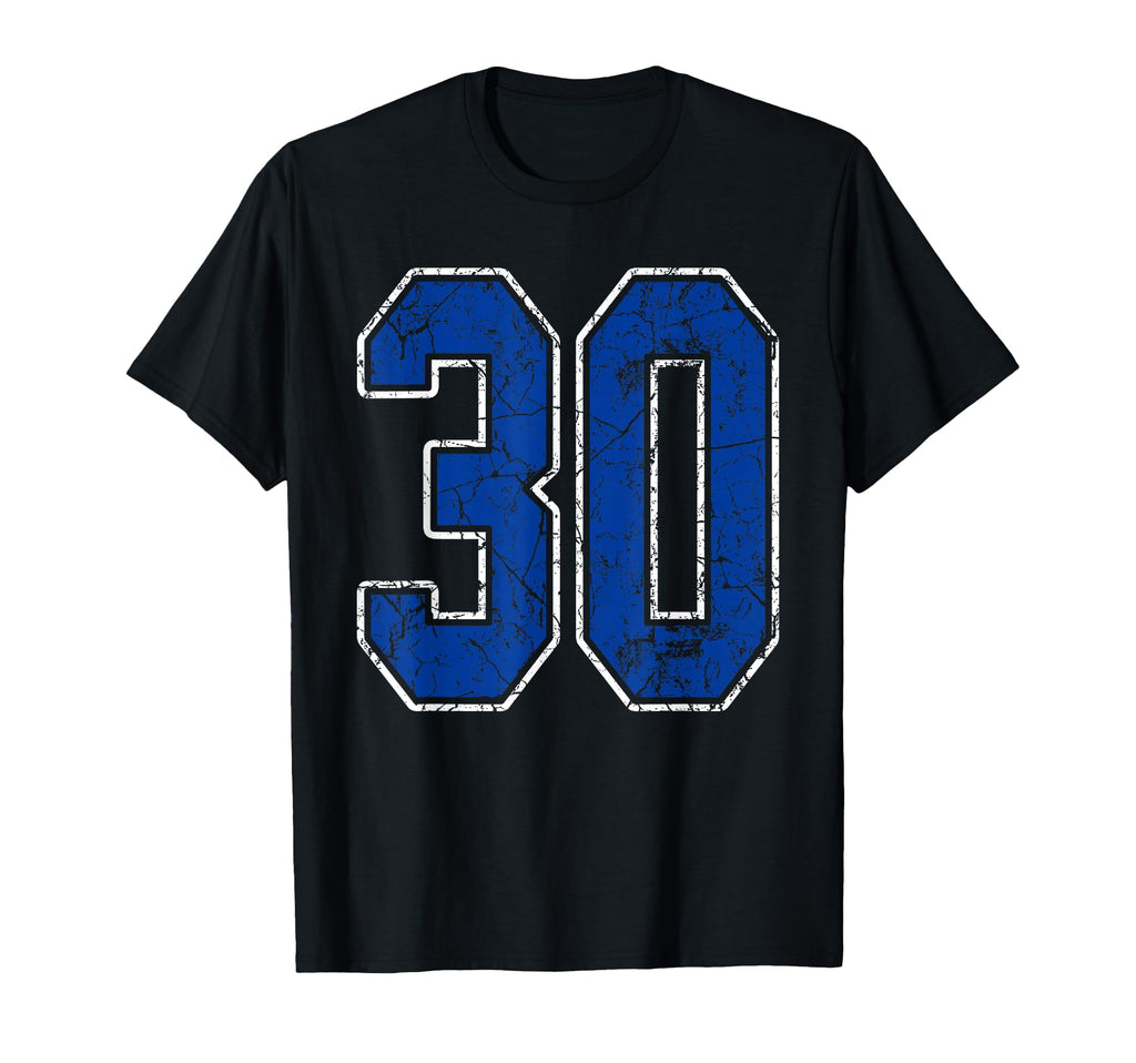 Royal Blue And White Number 30 T-Shirt - Custom Art Print for Adults