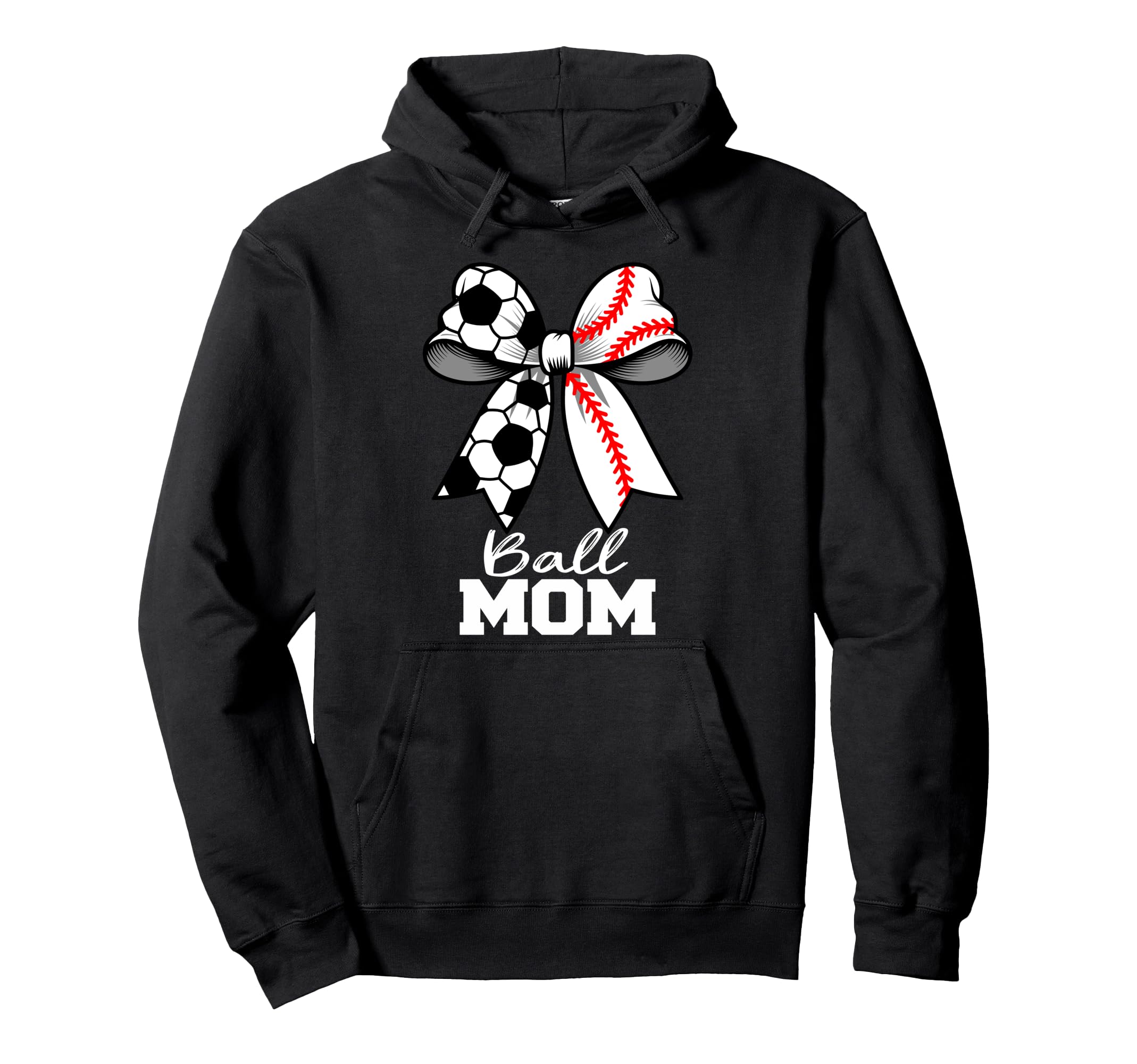 Ball Mom Soccer Baseball Mom Coquette Hoodie - Novelty Apparel for Adults