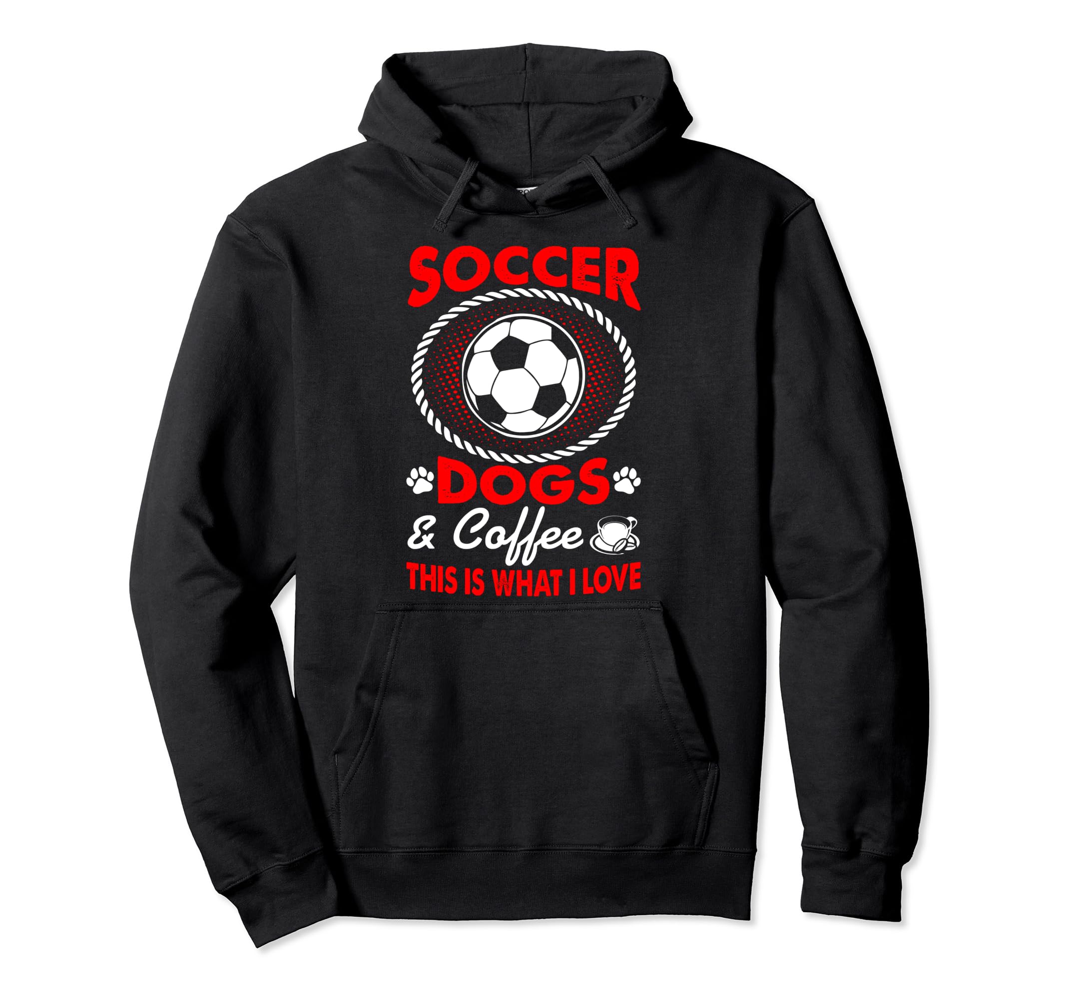 I Love Soccer Dogs Coffee Pets Hoodie - Casual Everyday Wear Men Women