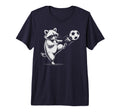 Kawaii Soccer Ball Raccoon Kicking T-Shirt - Aesthetic Graphic Men Women