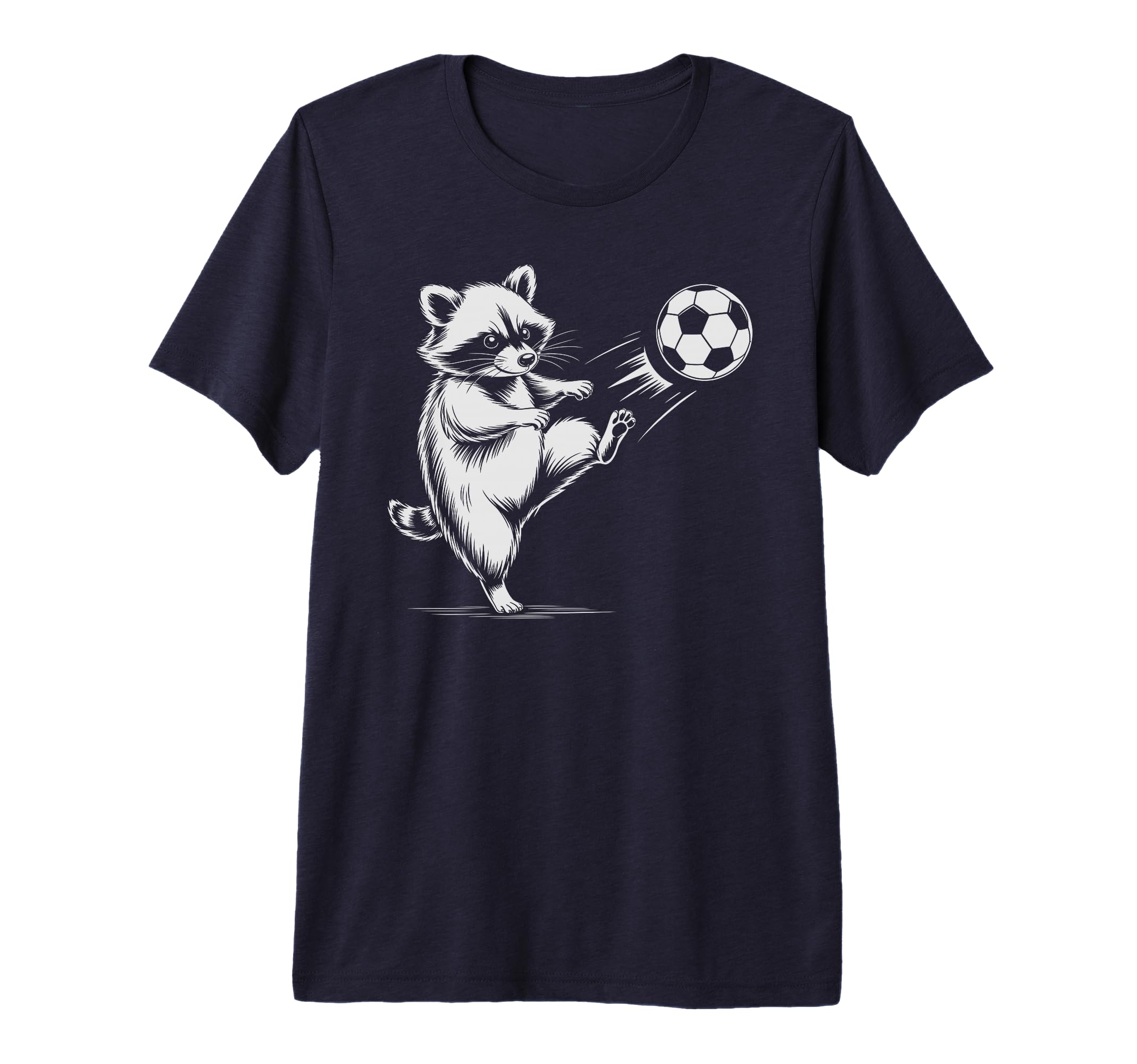 Kawaii Soccer Ball Raccoon Kicking T-Shirt - Aesthetic Graphic Men Women