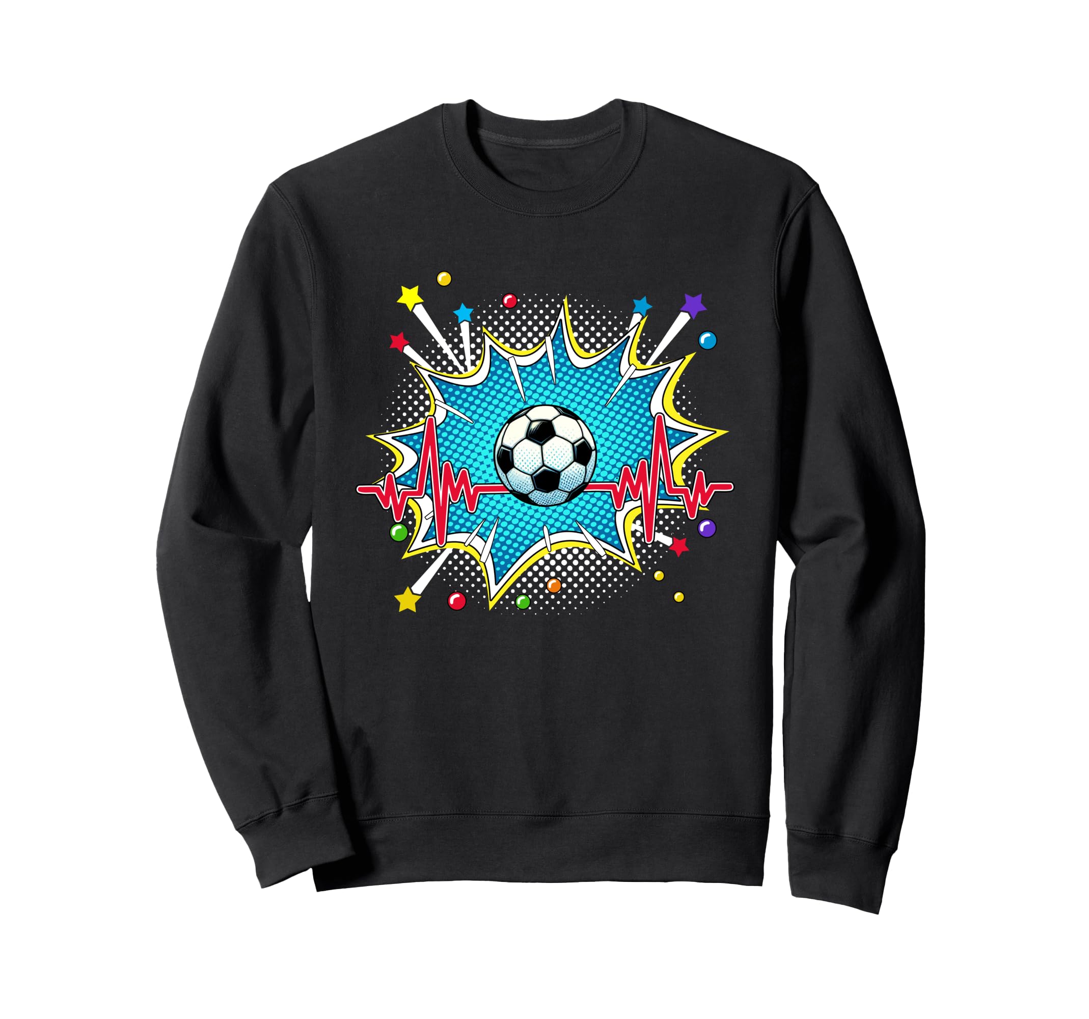 Soccer Pop Art Comic Heartbeat Sweatshirt - Fun Novelty Design Men Women