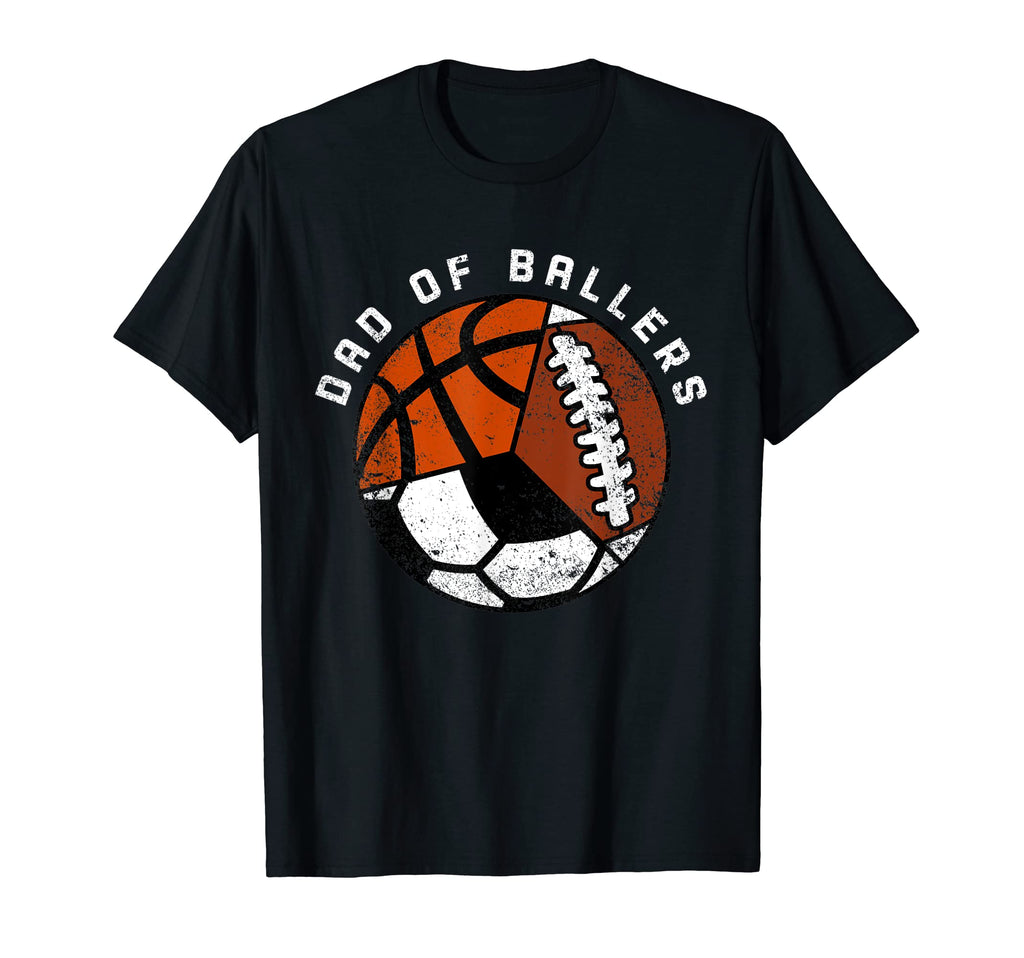 Mens Dad Ballers Funny Soccer Basketball T-Shirt - Novelty Apparel Unisex