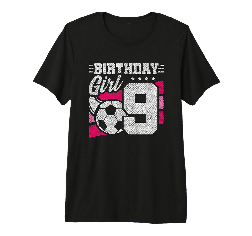 9 Year Old Birthday Soccer Party 9Th T-Shirt - Aesthetic Graphic Men Women