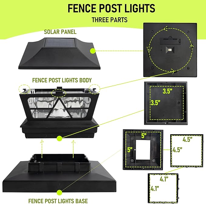 TW SHINE 8 Pack Solar Outdoor Fence Post Lights, 2 Modes Post Cap Lights Waterproof Warm White/Cool White for Yard, Garden, Porch, Patio Decor, for 4x4 5x5 6x6 Wood Posts