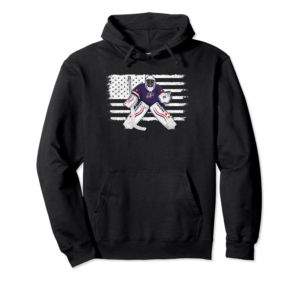 Usa Flag Ice Hockey Enthusiast Player Hoodie - Custom Art Print for Adults