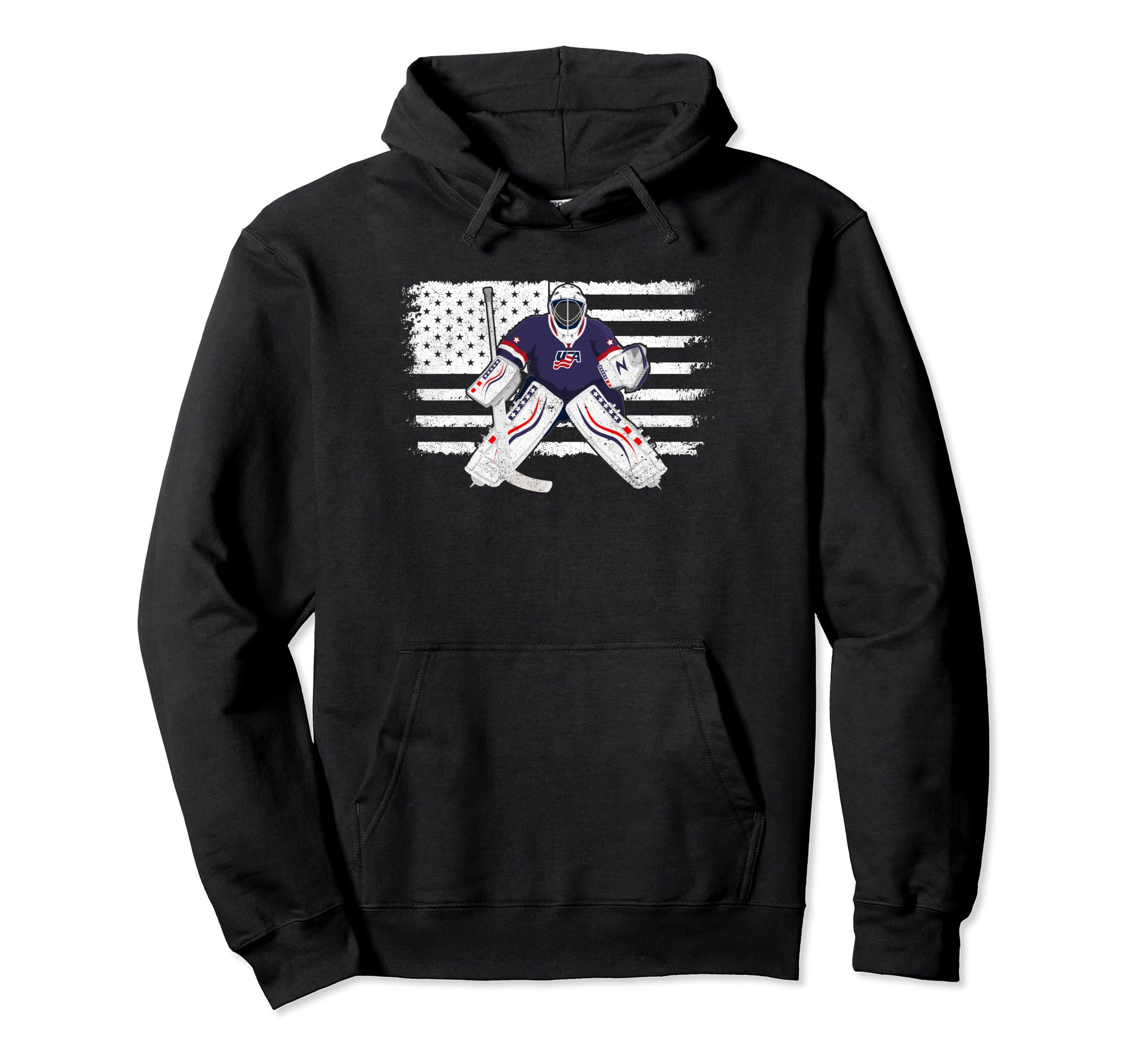 Usa Flag Ice Hockey Enthusiast Player Hoodie - Custom Art Print for Adults