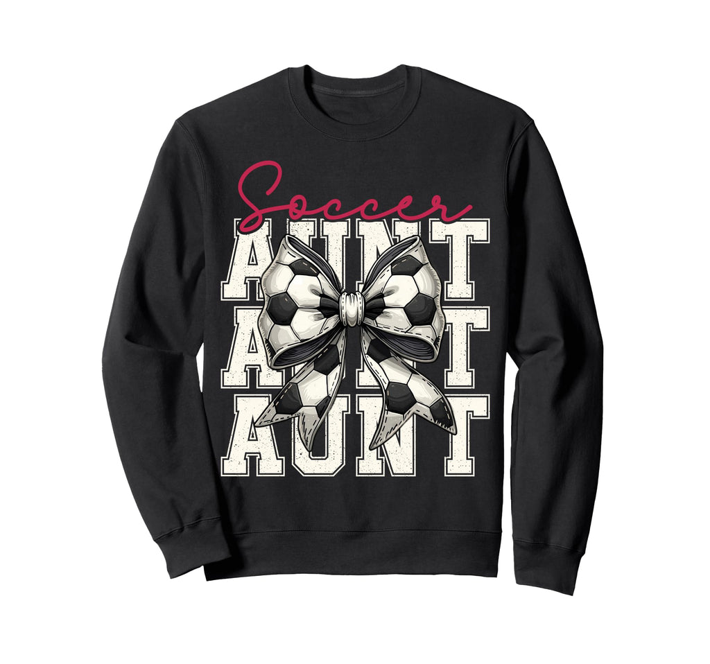 Soccer Aunt Funny Coquette Bow Sweatshirt - Fun Novelty Design Men Women