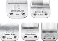 5PACK Dog Grooming Clipper Replacement Blades Compatible with Andis Pet Clipper/Oster A5/Wahl KM Series Dog Clipper with Ceramic Blade & Stainless Steel Blade (#10+5FC+7FC+3FC+4FC)