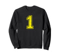 Number 1 One Varsity Distressed Sport Sweatshirt - Minimalist Print Unisex