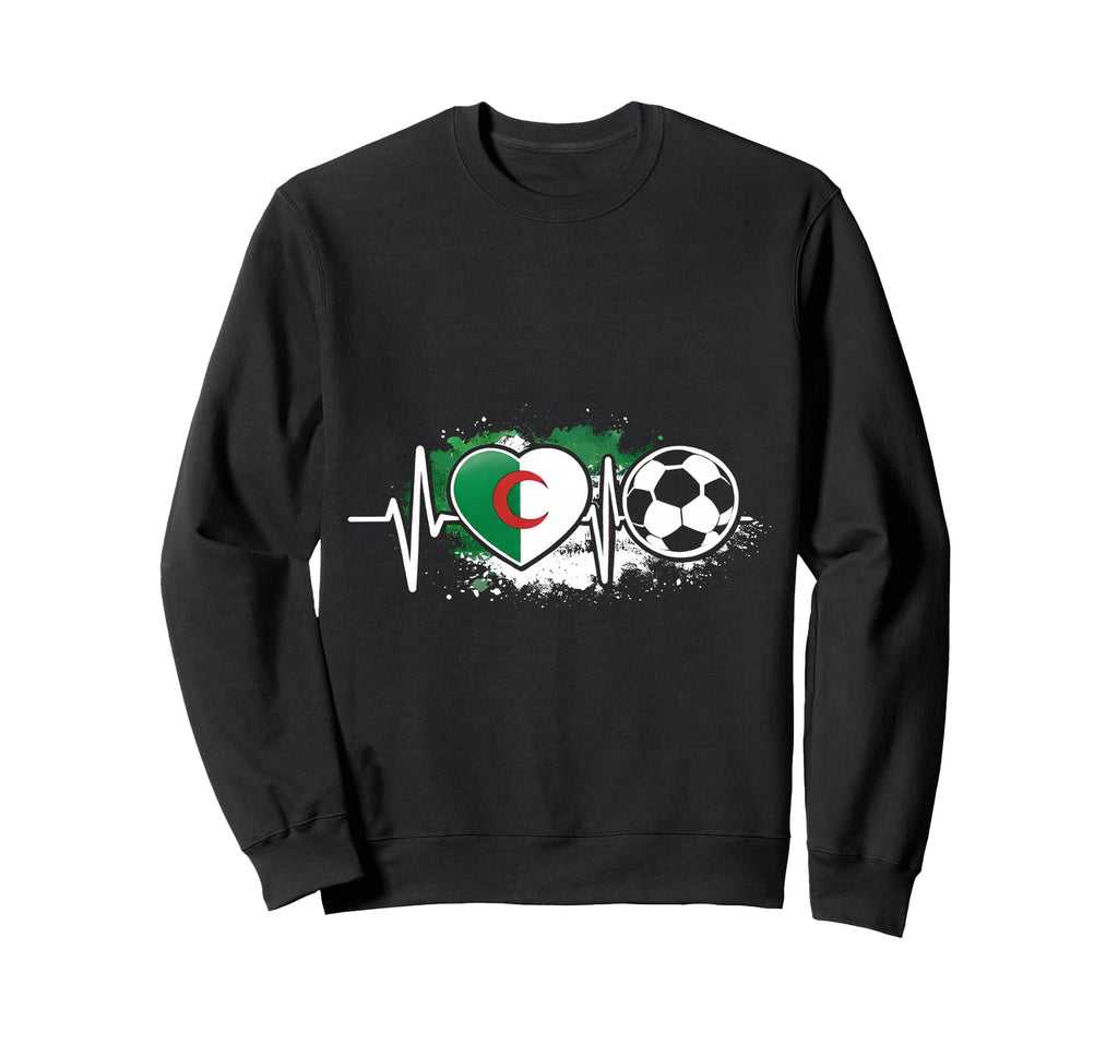 Algerian Soccer Heartbeat Flag Sweatshirt - Graphic Print Men Women