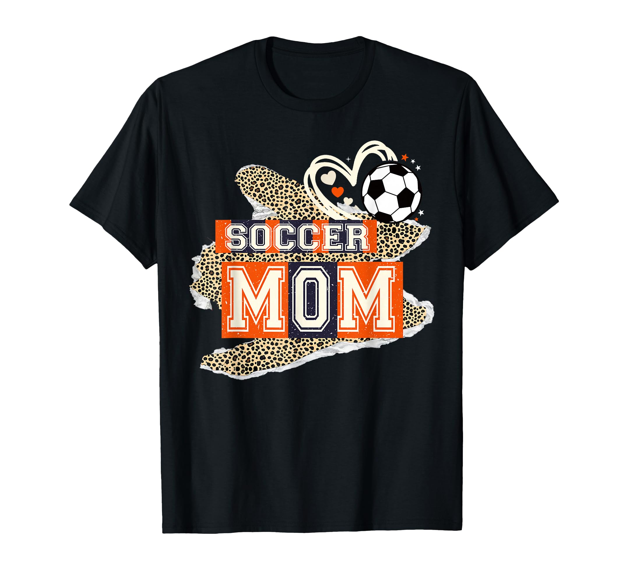 Soccer Mom Leopard Heart Mama Mommy T-Shirt - Trendy Graphic for Adults