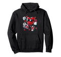 Valentine Heart Sunglasses Playing Soccer Hoodie - Graphic Print Men Women