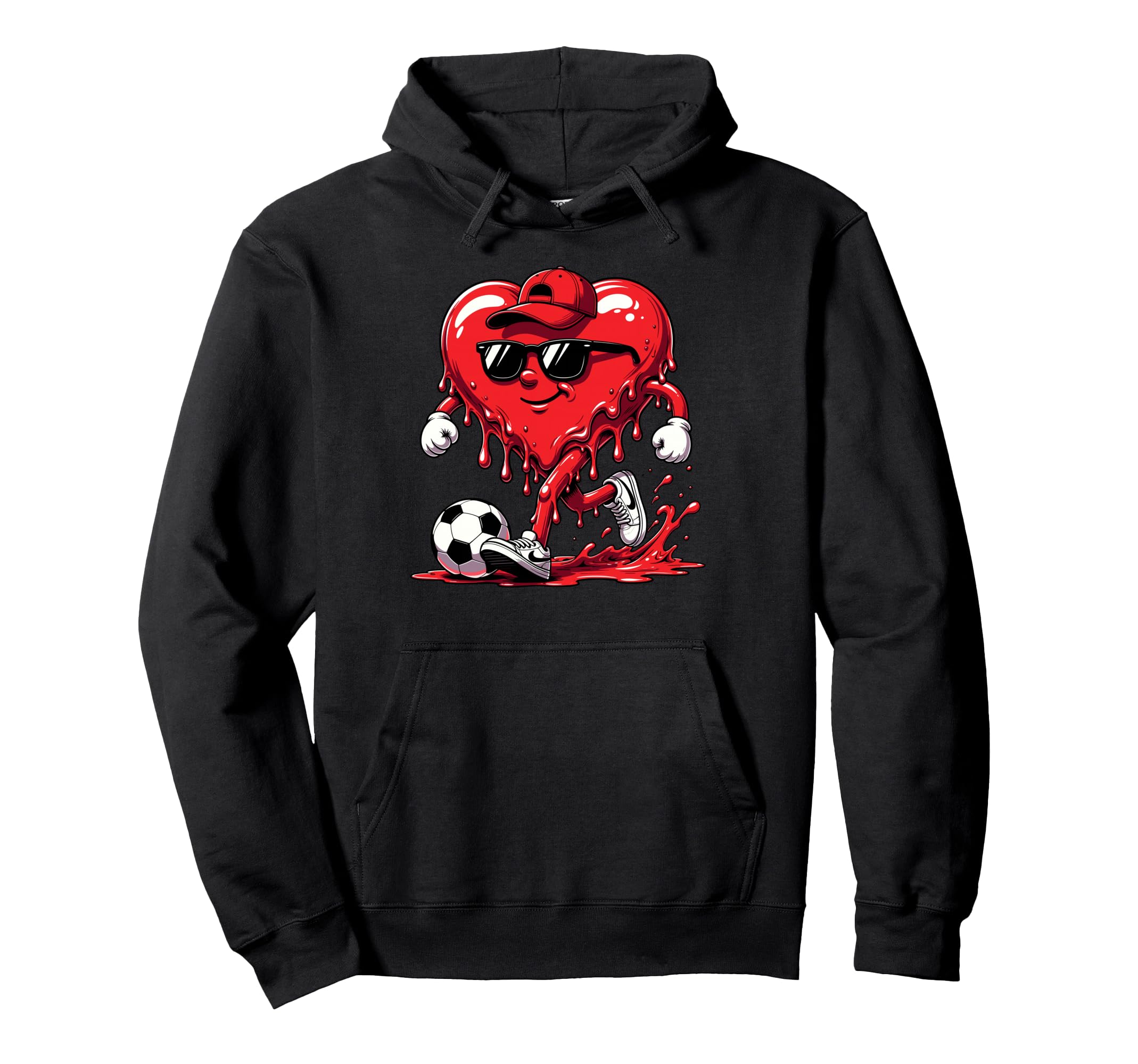 Valentine Soccer Heart Drip Sport Hoodie - Minimalist Print for Adults