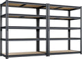 72"H Storage Shelves heavy duty, 2000LBS Garage Shelving, 5 Tier Metal Shelving Unit Adjustable Garage Shelves Rack Shelf for Storage Warehouse Pantry Closet,35.6" W × 16" D × 72" H, Black, 2PCS