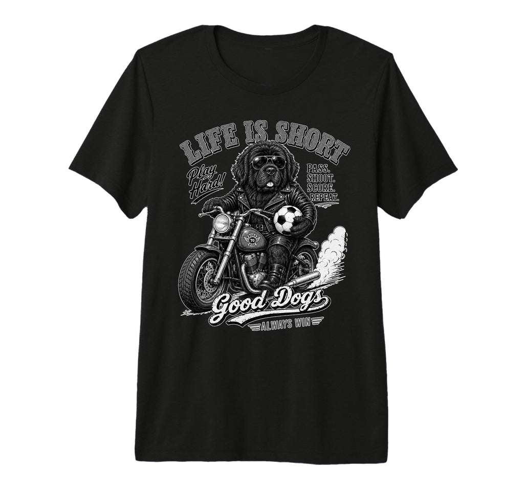 Newfoundland Motorbike Love Footbal T-Shirt - Casual Everyday Wear Unisex