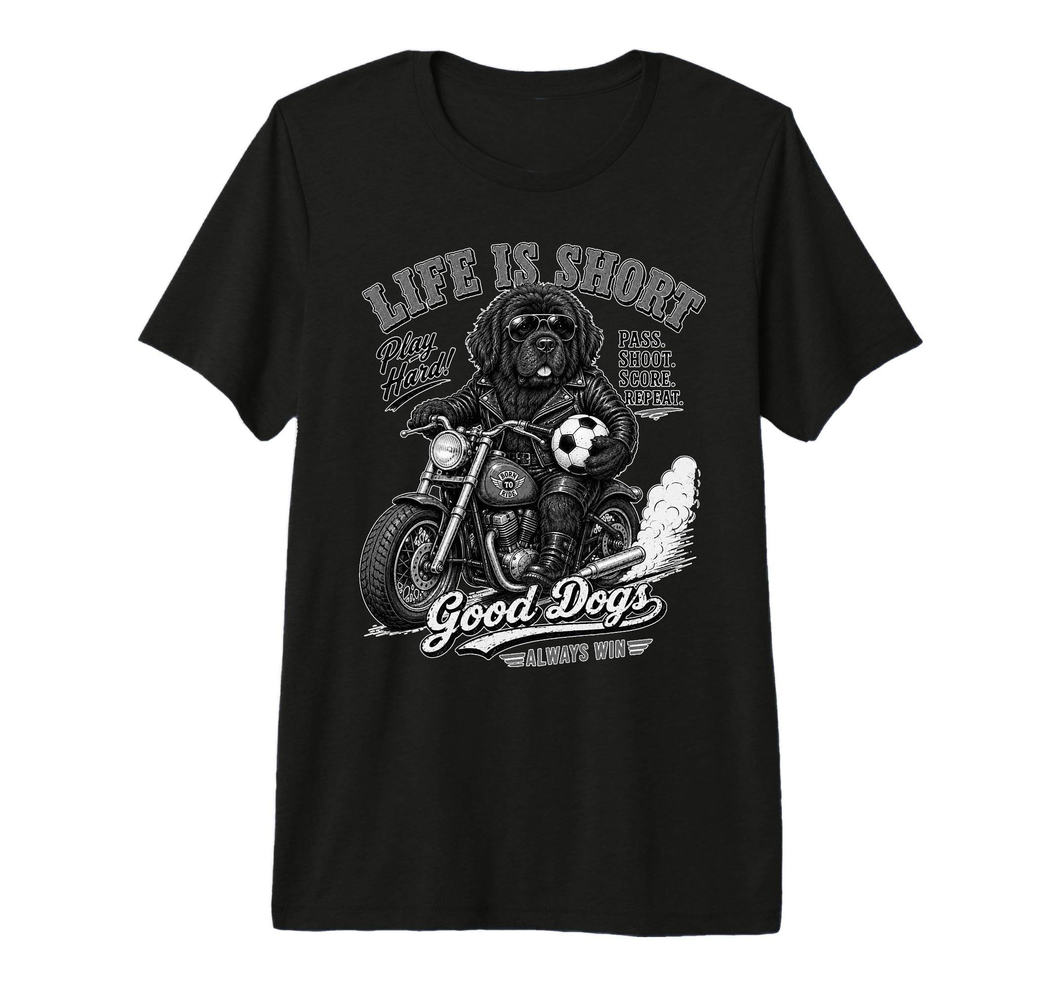Newfoundland Motorbike Love Footbal T-Shirt - Casual Everyday Wear Unisex