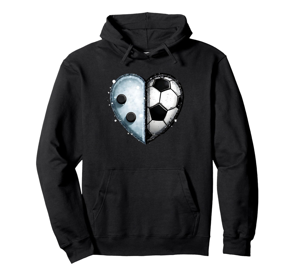 Ice Hockey Soccer Ball Heart Sports Hoodie - Custom Art Print Men Women