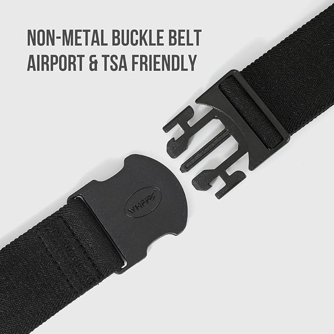 WHIPPY Mens Elastic Stretch Belt Unisex Adventure Web Belt for Women Men with Non-Metal Buckle Adjustable Belts