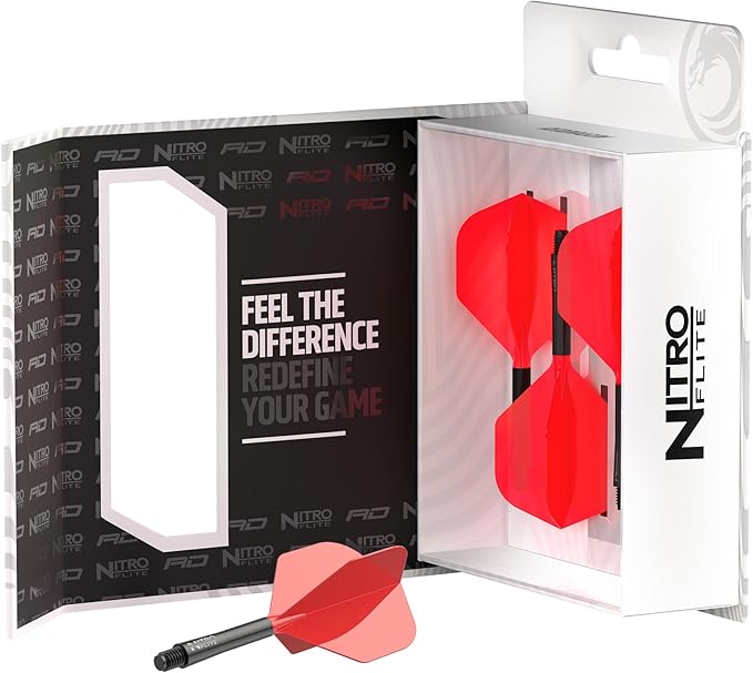 RED DRAGON Darts – Nitro Flite Integrated Flight & Shaft System – No.2 Shape and Design - Available in Short, Intermediate & Medium - Available in Variety of Colours - Professional Darts Accessories