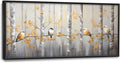 Quorin Bird Large Wall Art Abstract Forest Birds Pictures Wall Decor Yellow Woods Branches Tree Canvas Print Painting Artwork for Bathroom Living Room Bedroom 60L x 30W