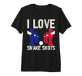 I Love Snake Shots Tri Blend T-Shirt - Novelty Apparel for Adults