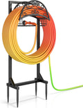 Garden Hose Holder – Freestanding Water Hose Holder with Storage Basket, Sturdy Metal Hose Stand and Hanger, Heavy-Duty Garden Hoses Storage Rack for Outside, Supports 151FT