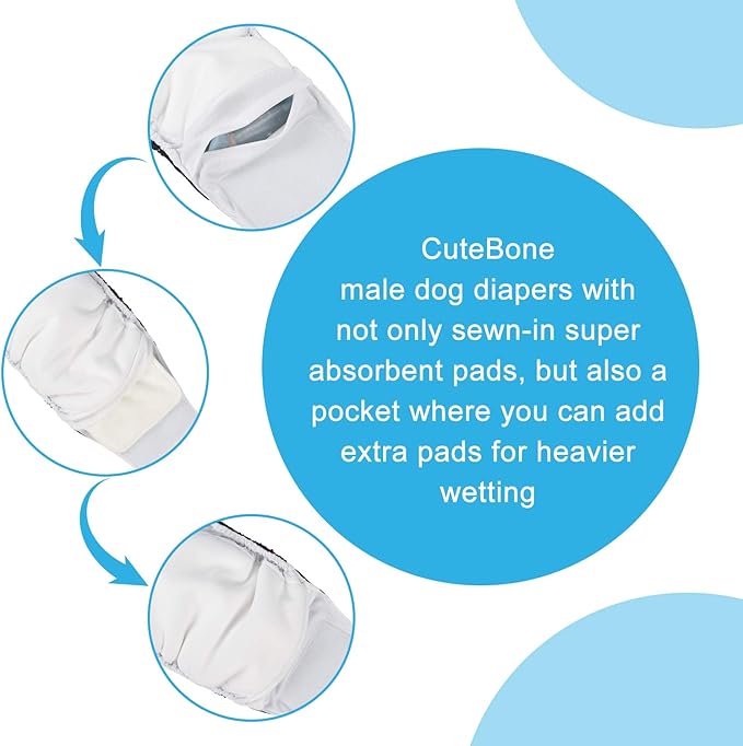 CuteBone Belly Band for Dogs Male Reusable Diapers Washable Wrap DM36S