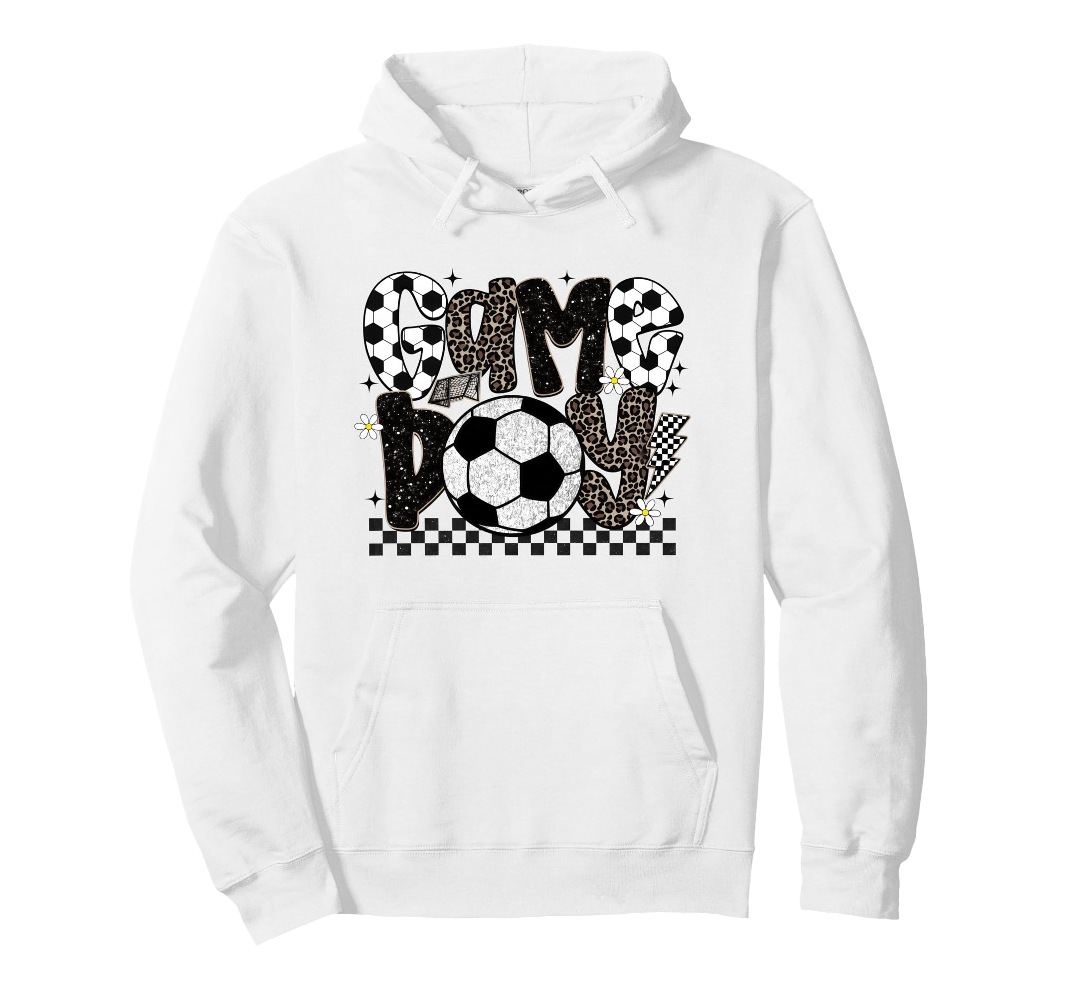 Checkered Soccer Game Day Leopard Soccer Hoodie - Streetwear Style Unisex