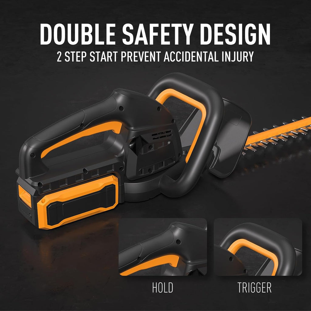 40V 21.6" Battery Hedge Trimmer, 0.7" Cutting Diameter Cordless Hedge Trimmer, Dual Action Blade Power Hedge Trimmers, Electric Hedge Trimmer with Battery & Charger Included