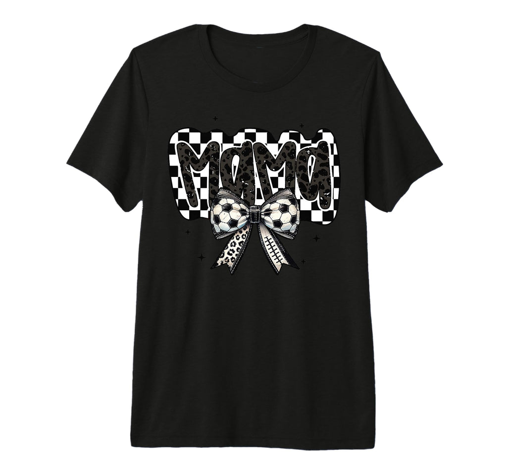 Mama Coquette Bow Game Day Soccer Cheer T-Shirt - Custom Art Print Unisex