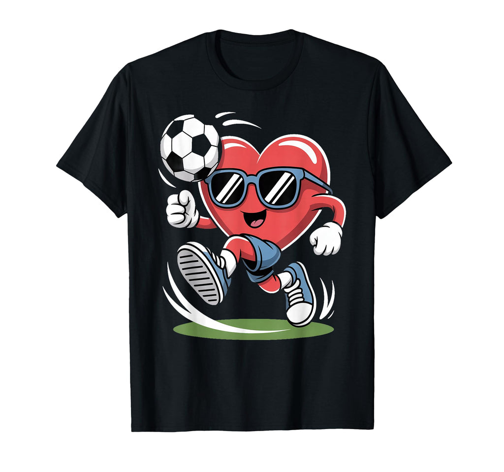 Funny Heart Playing Soccer T-Shirt - Casual Everyday Wear Men Women