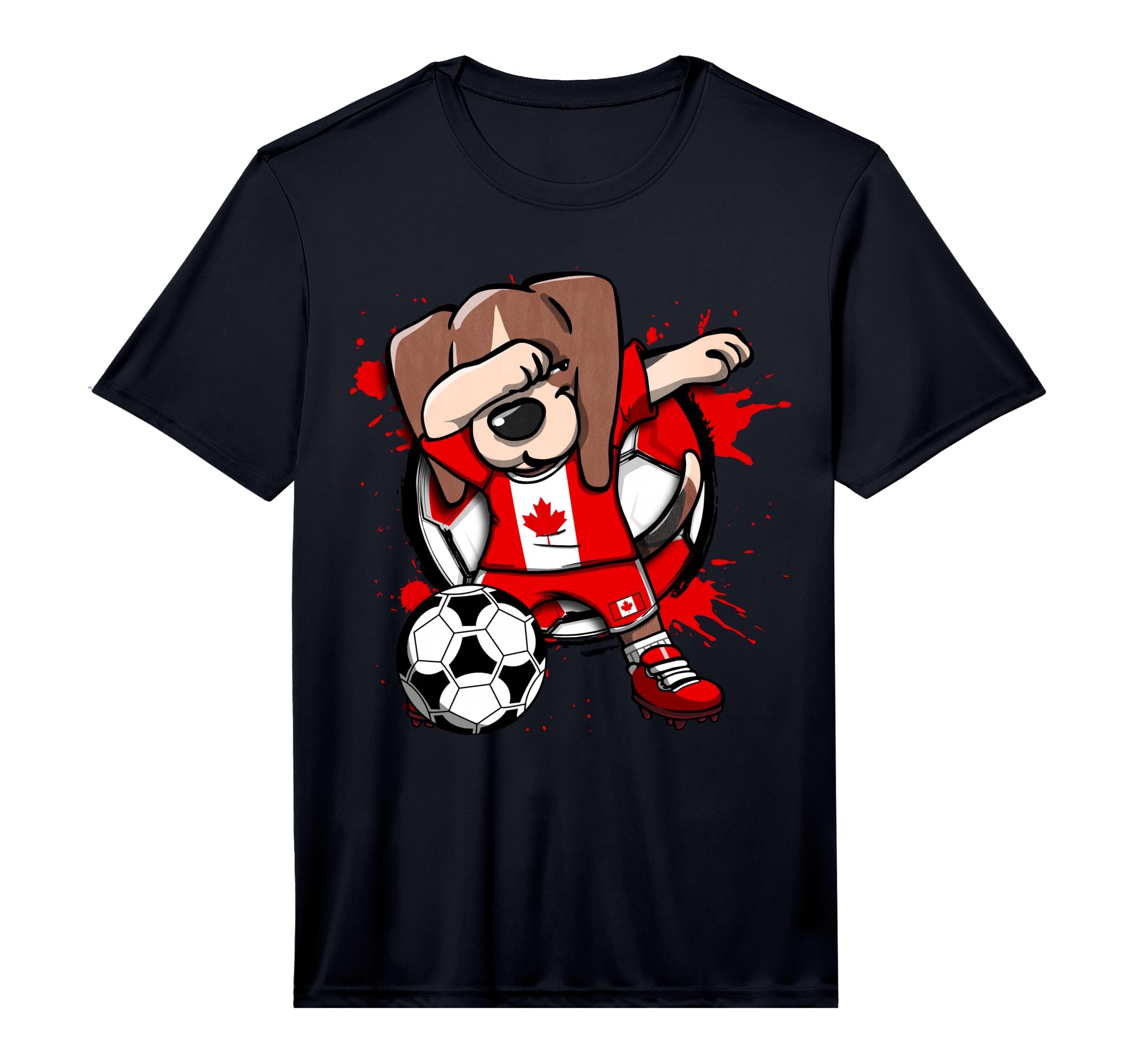 Dabbing Beagle Dog Canada Soccer T-Shirt - Minimalist Print for Adults